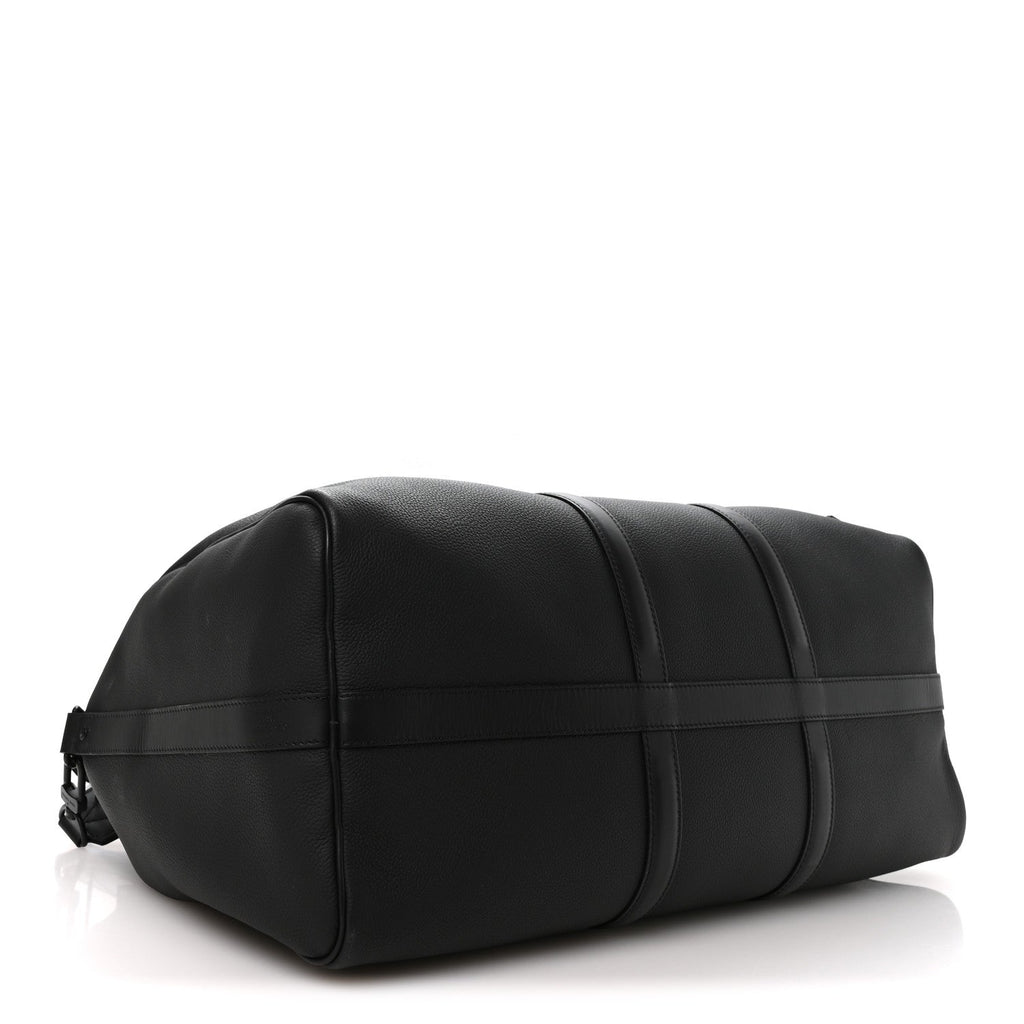 Louis Vuitton Grained Calfskin Aerogram Keepall Bandouliere 50 Black