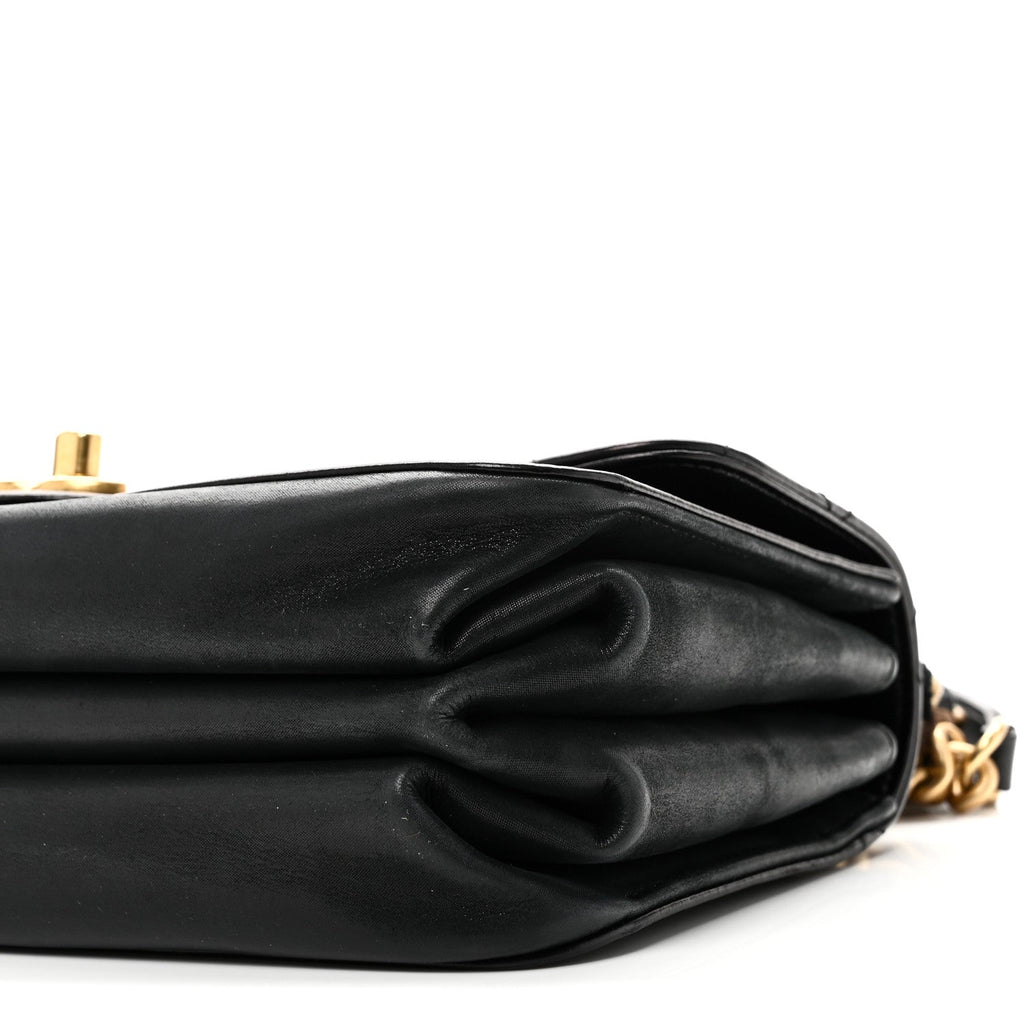Chanel Iridescent Calfskin Quilted Small Straight Lined Flap Black
