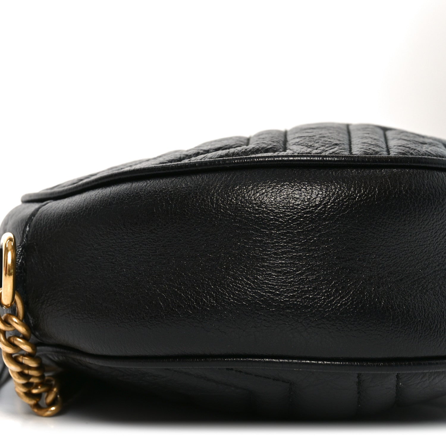 Gucci Azalea Calfskin Matelasse Heart Mini GG Marmont Round Shoulder Bag Black