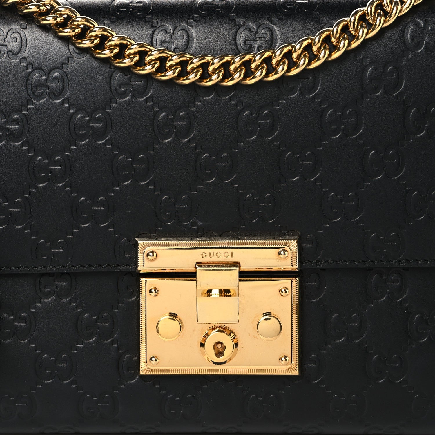 Gucci Guccissima Medium Padlock Shoulder Bag Black