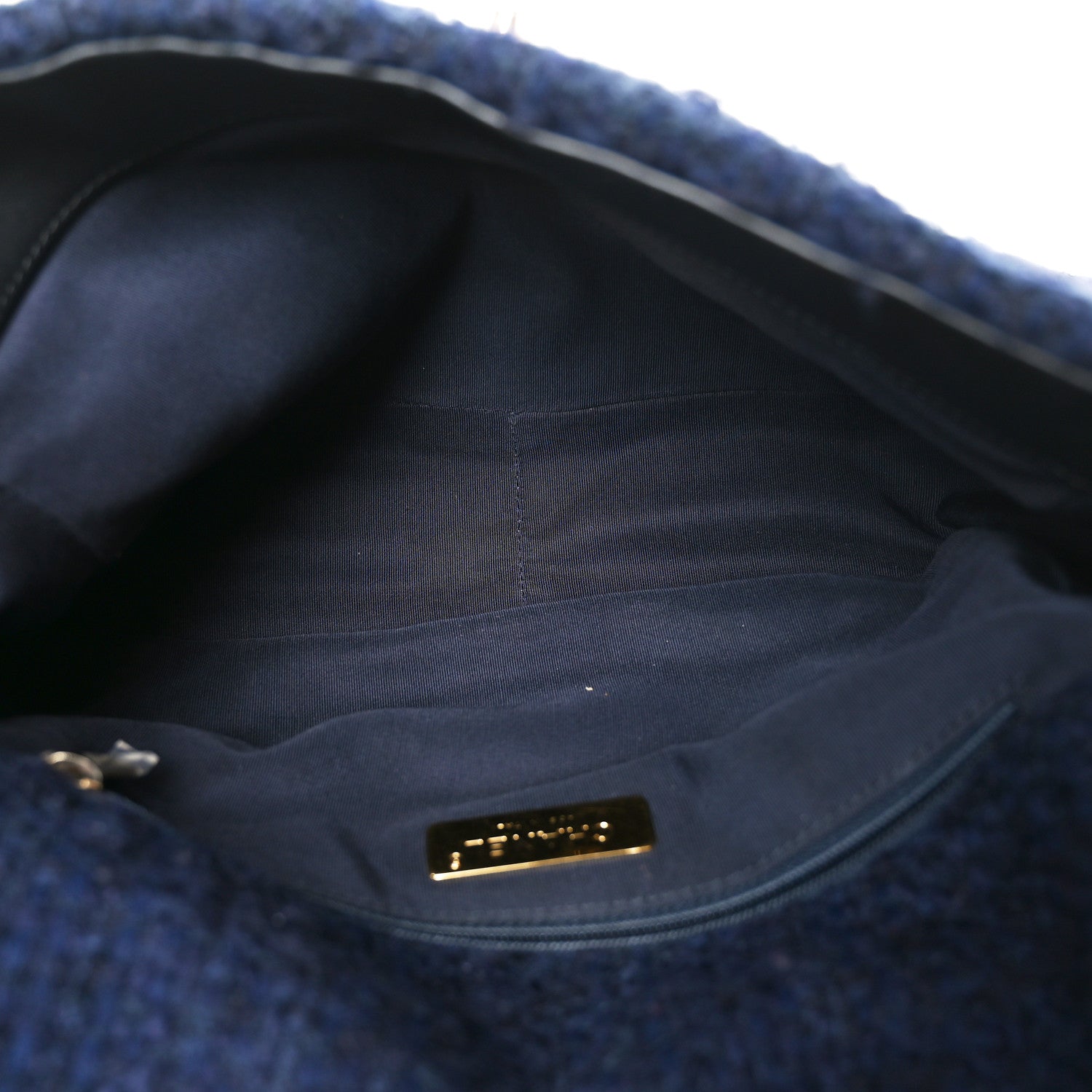 Chanel Tweed Quilted Large Chanel 19 Flap Navy Blue