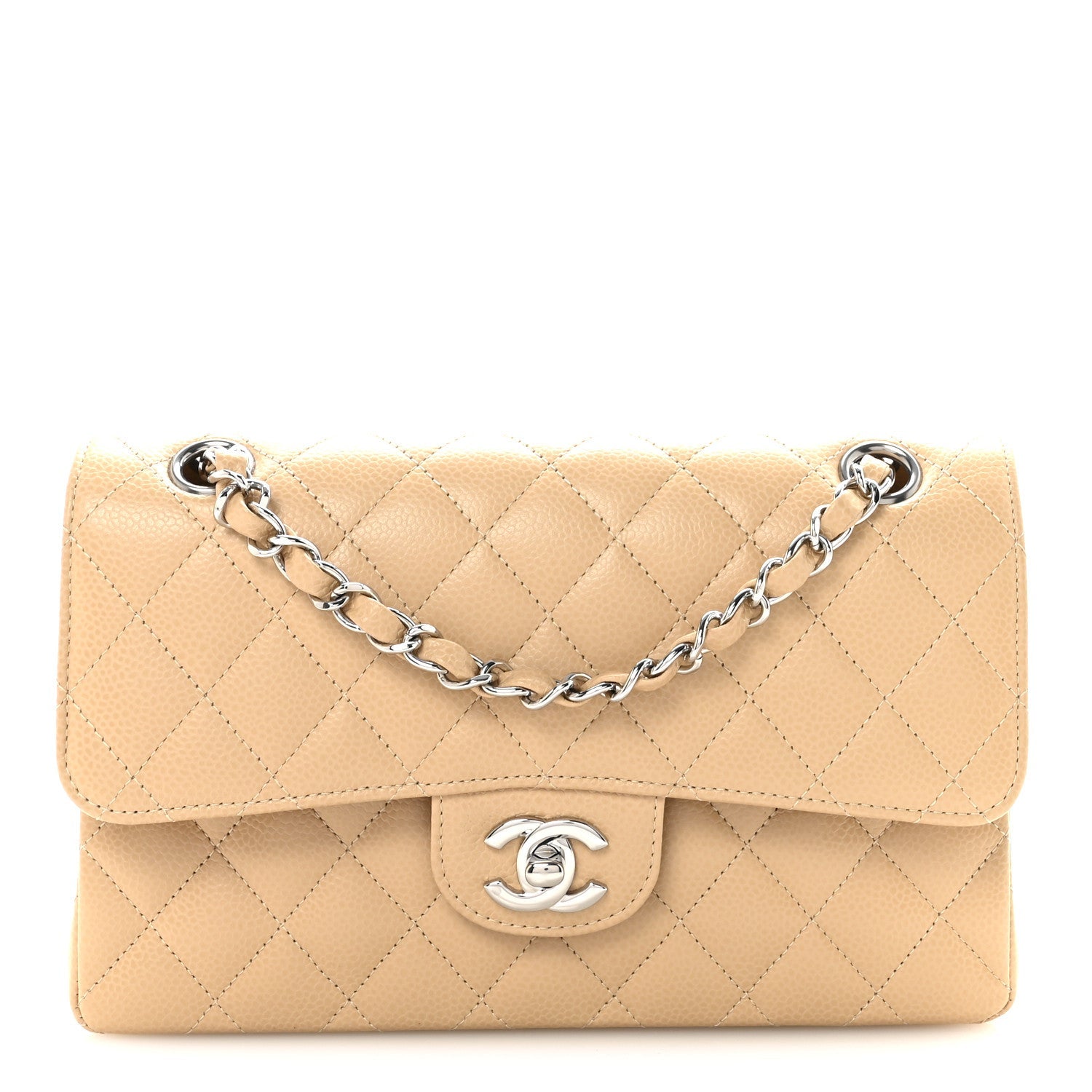 Chanel Caviar Quilted Small Double Flap Beige