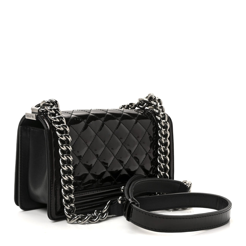 Chanel Patent Calfskin Quilted Small Boy Flap Black