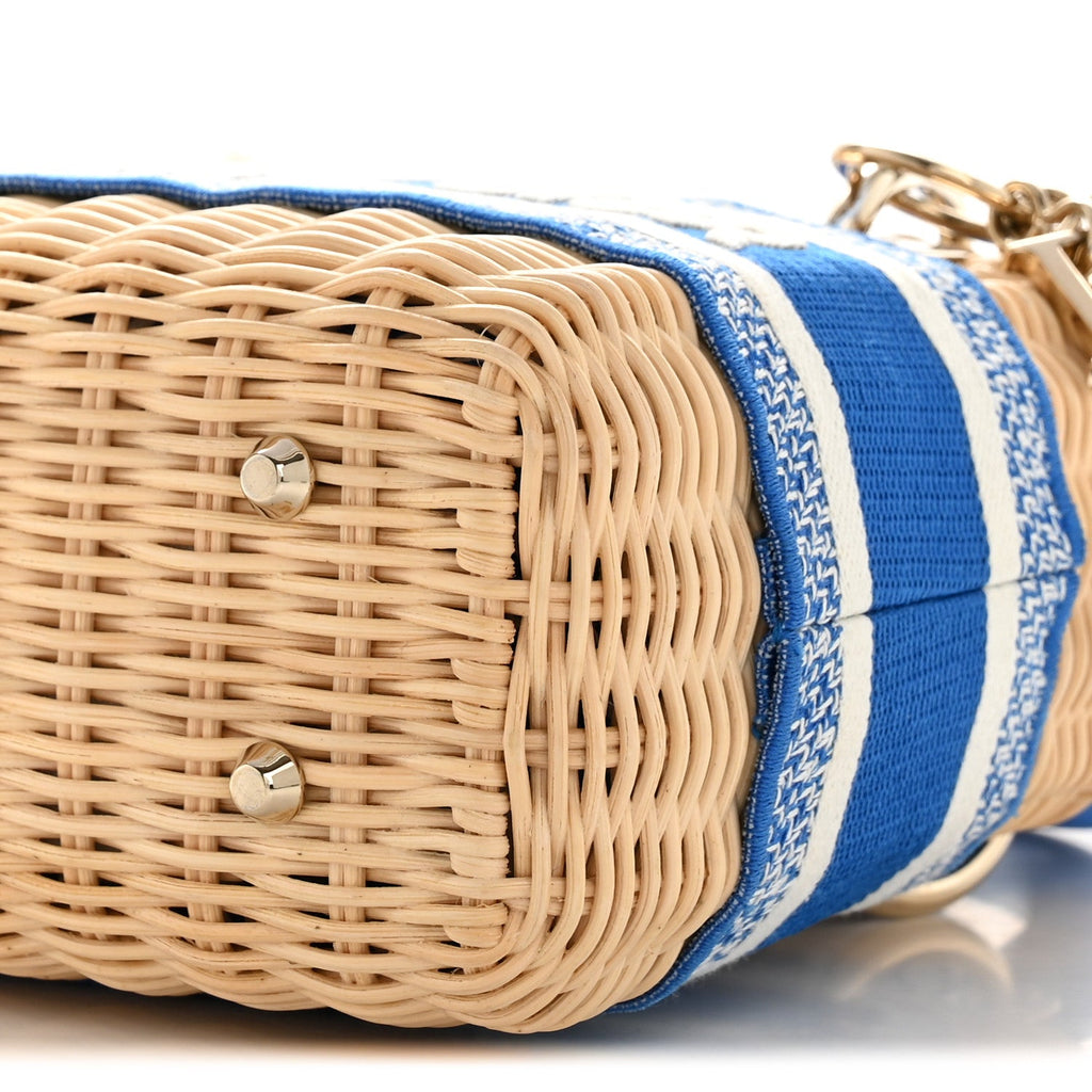 Christian Dior Wicker Oblique Mini Lady Dior Bag Florescent Blue