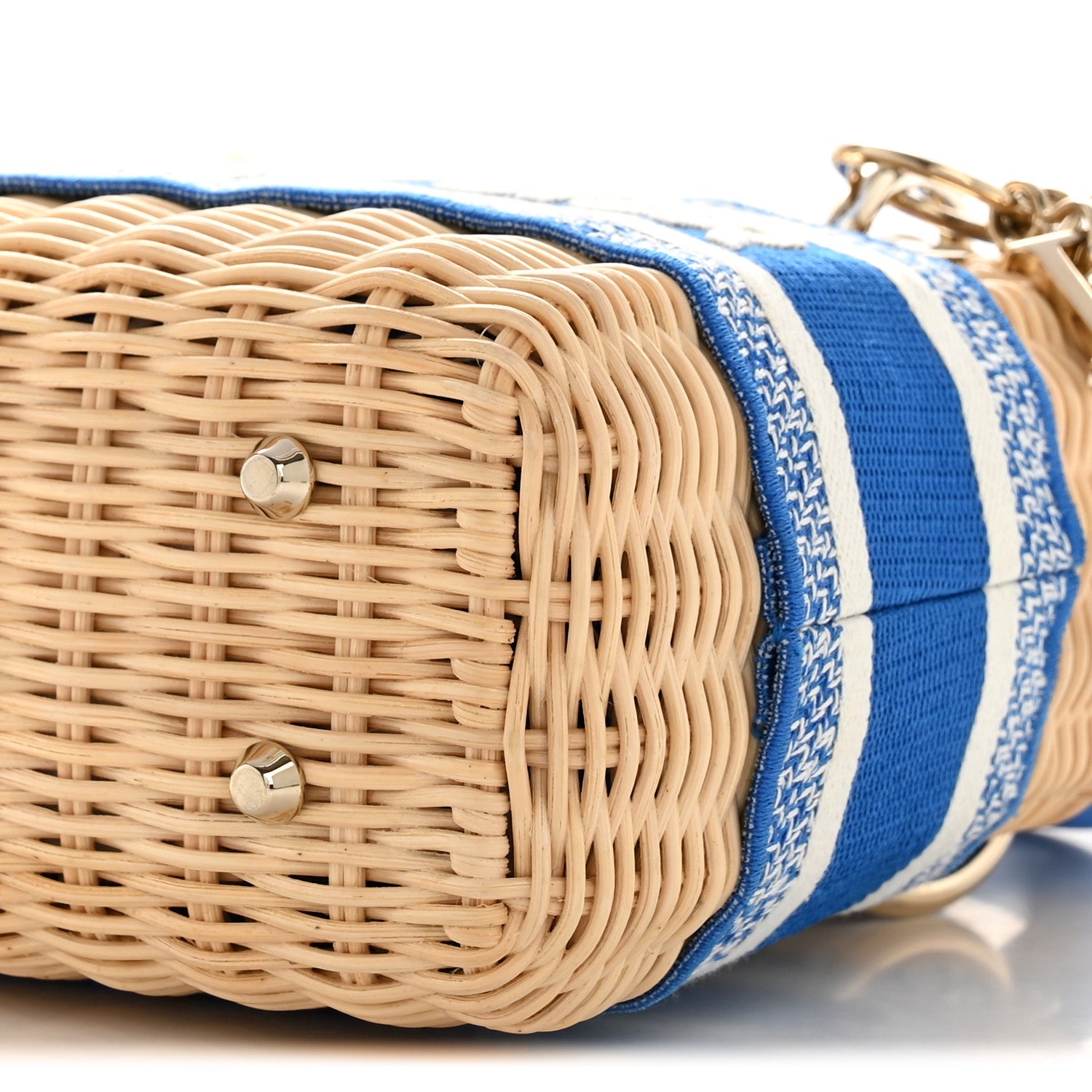 Christian Dior Wicker Oblique Mini Lady Dior Bag Florescent Blue