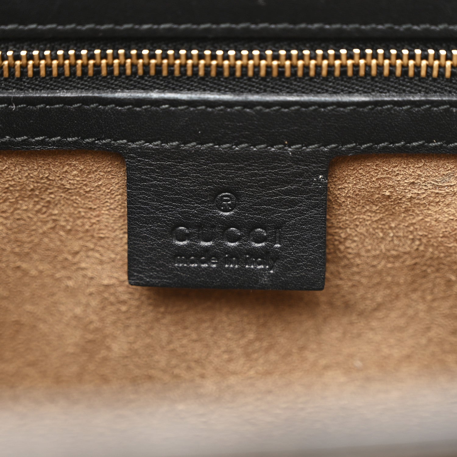 Gucci GG Supreme Monogram Calfskin Medium Padlock Top Handle Bag Beige Black Cuir
