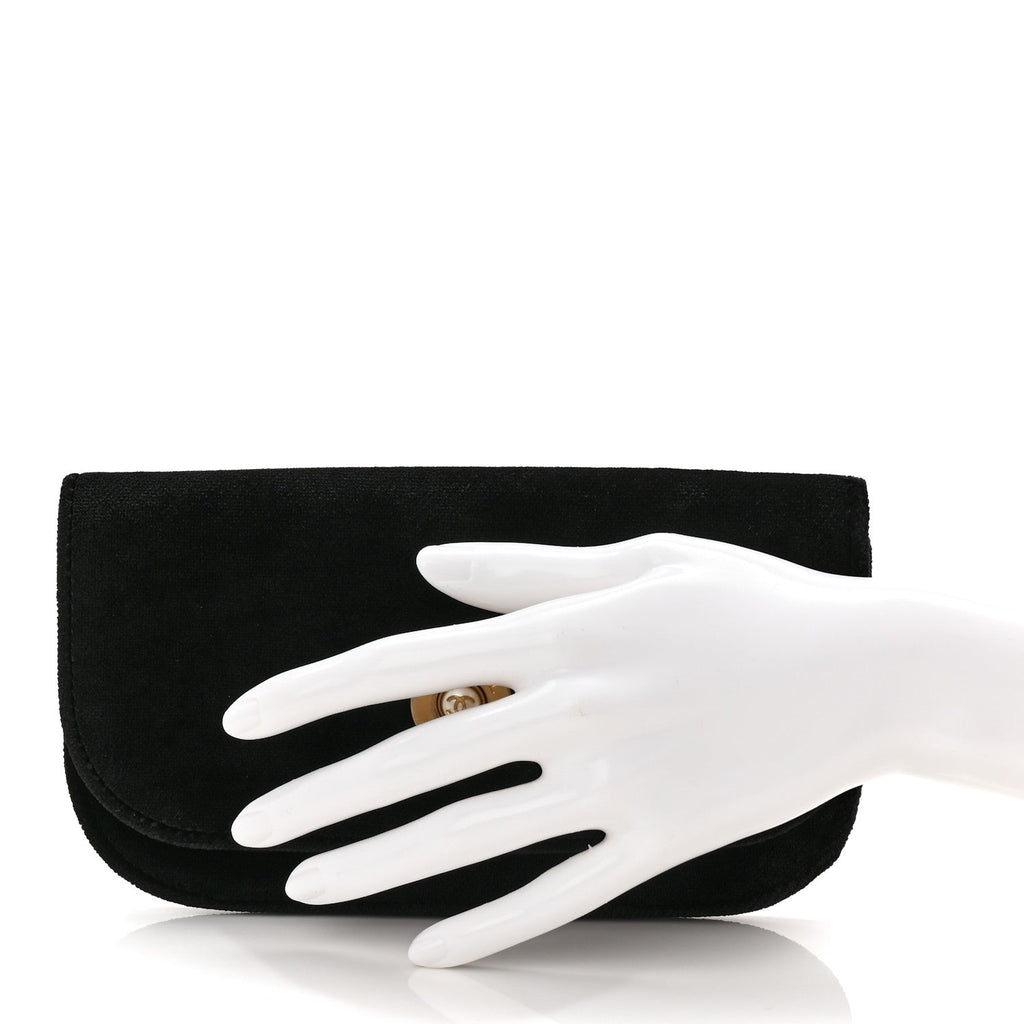 Chanel Velvet Flap Pouch Black