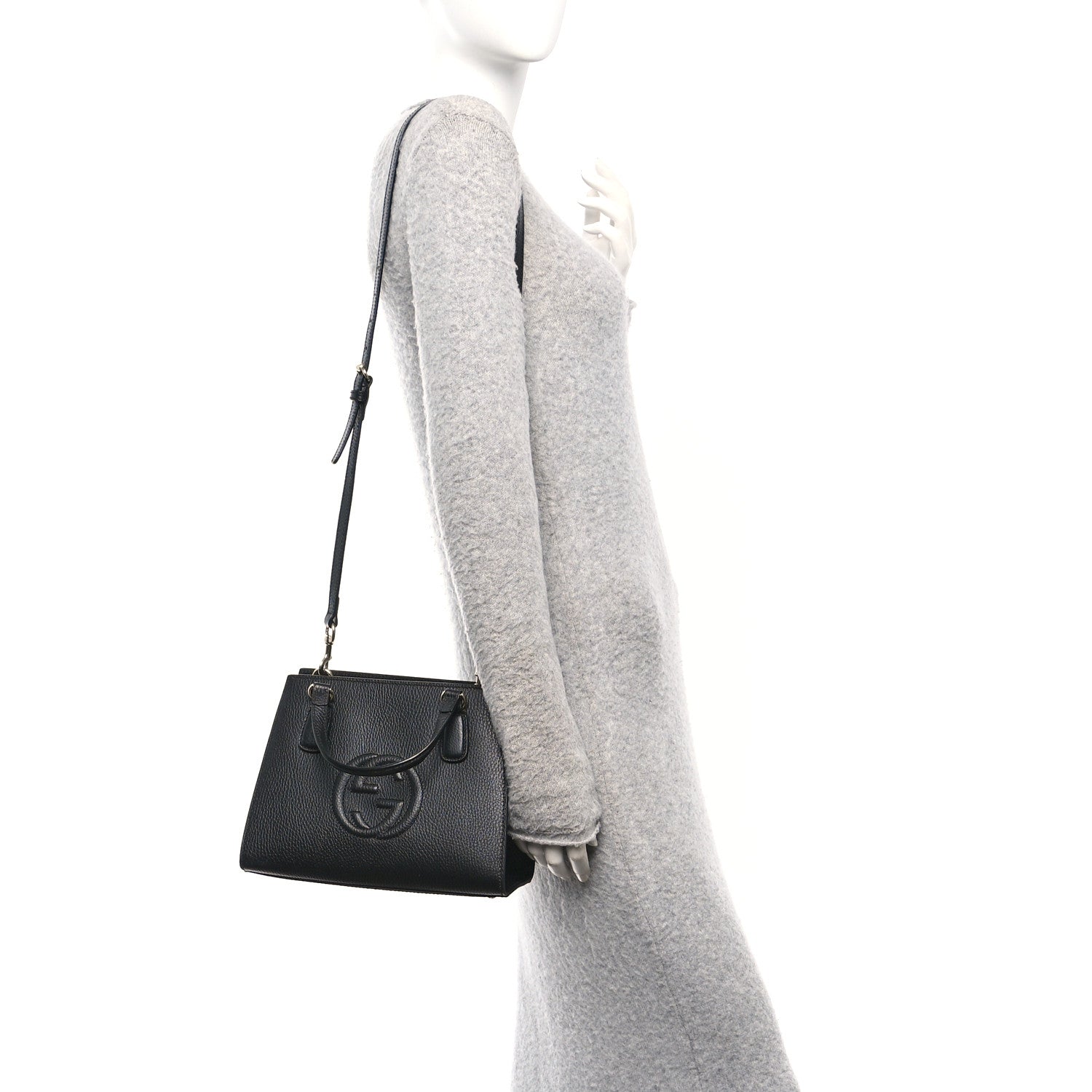 Gucci Dollar Calfskin Medium Soho Top Handle Satchel Black
