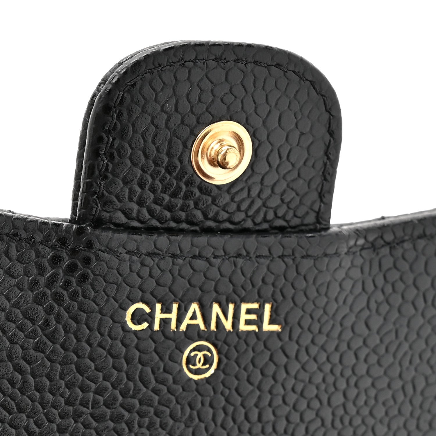 Caviar Quilted Compact Flap Wallet Black