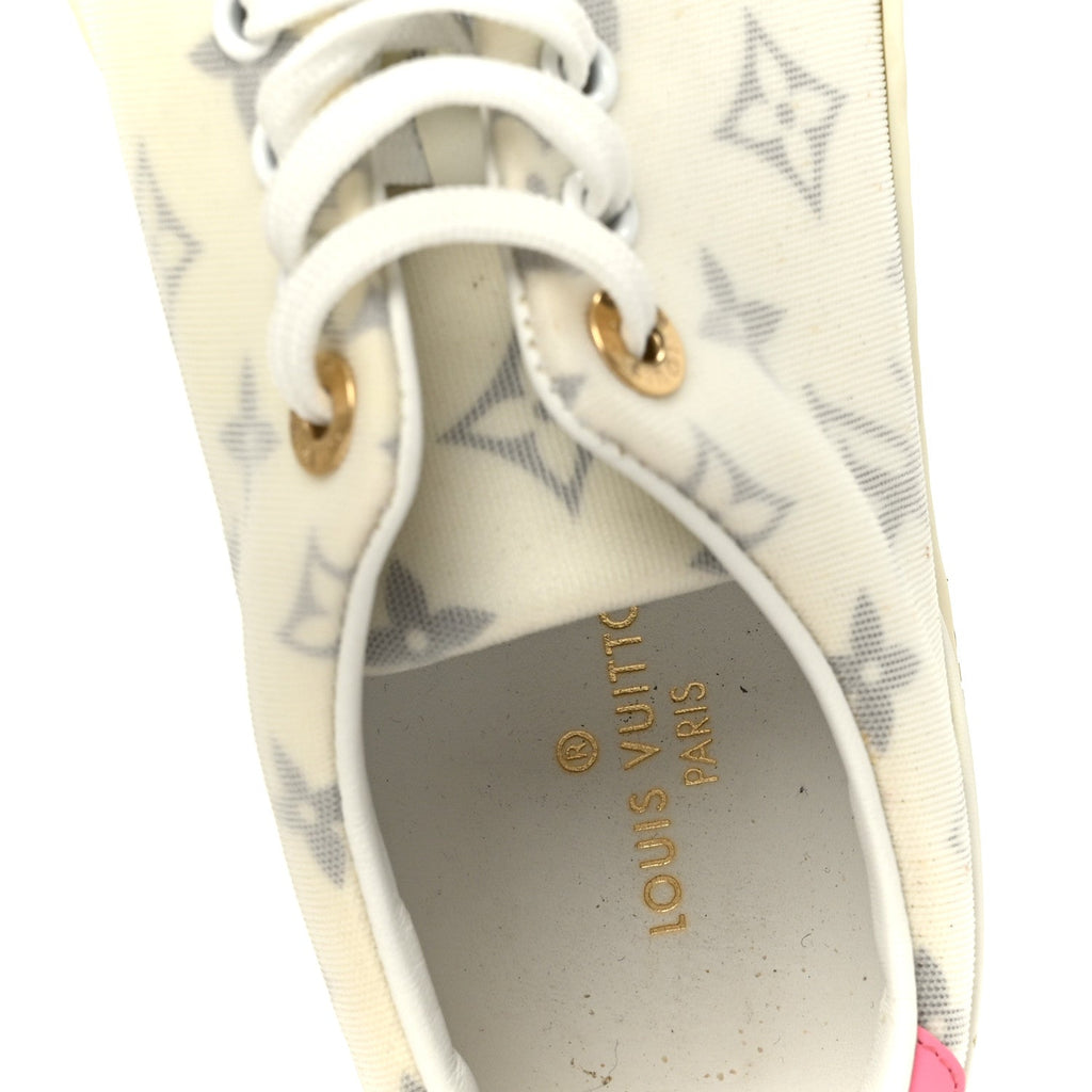 Louis Vuitton Technical Fabric Calfskin Monogram Frontrow Sneakers 35.5 Pink