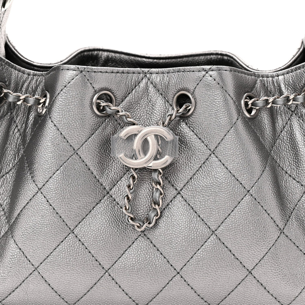 Chanel Metallic Caviar Quilted Mini Chanel 25 Handbag Anthracite