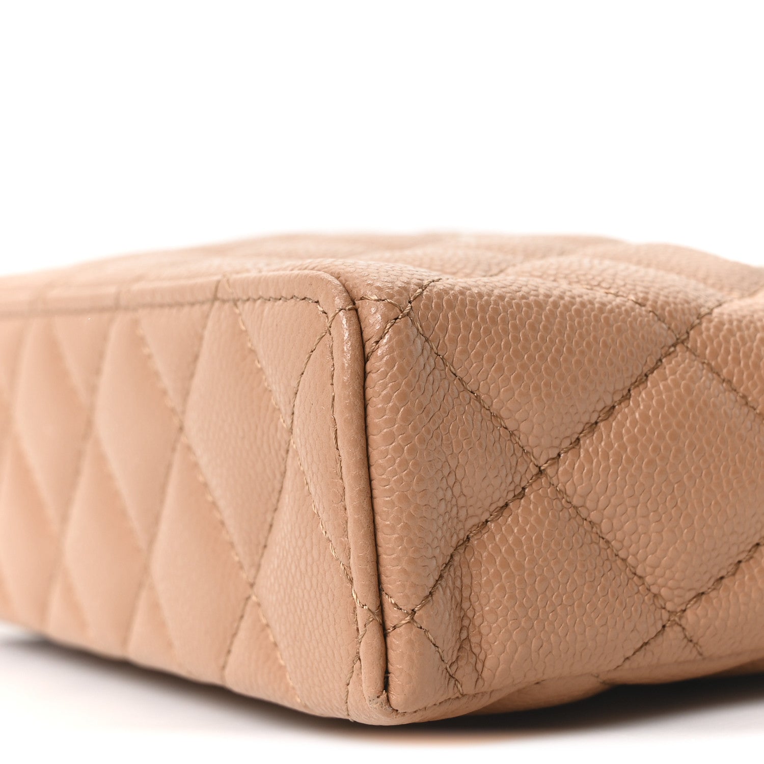 Chanel Caviar Quilted Top Handle Slim Vanity With Chain Brown
