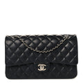 Chanel Lambskin Quilted Medium Double Flap Black