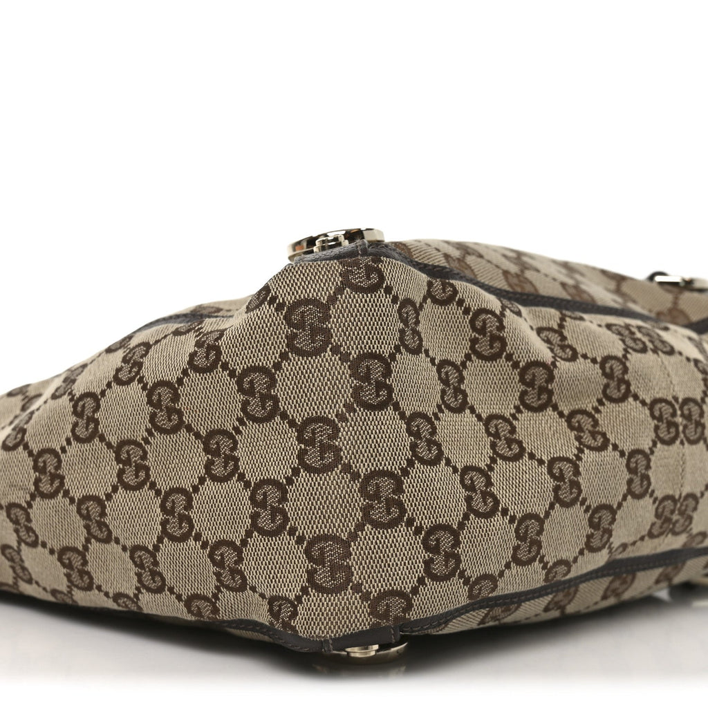 Gucci Monogram Small Gold D Ring Tote Brown