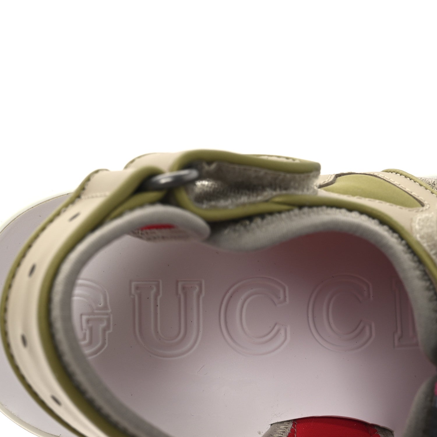 Gucci Mesh Fabric Tinsel Sport Sandals 36.5 Loess Sand Box Pink