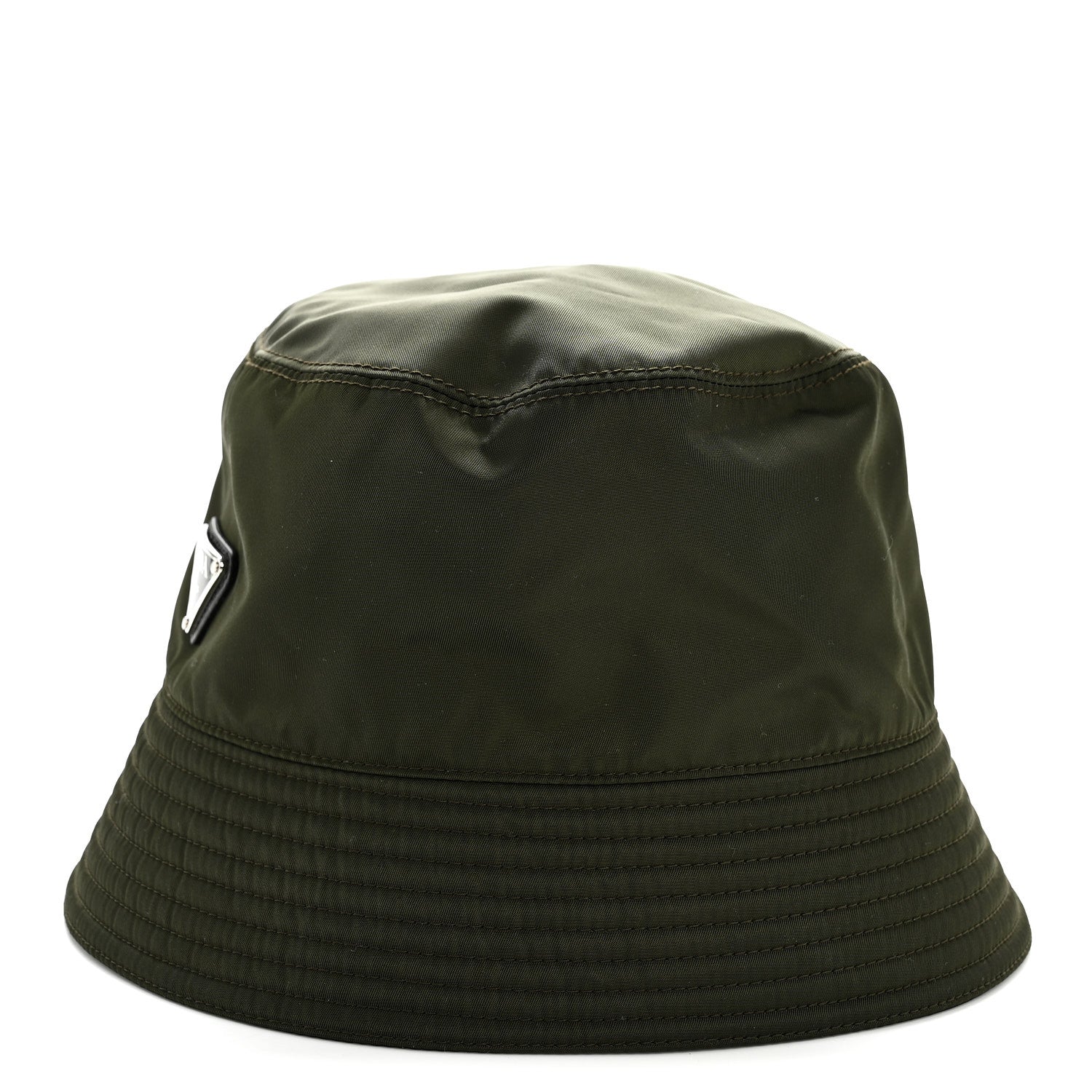 Prada Re-Nylon Metal Triangle Logo Mens Bucket Hat S Tundra
