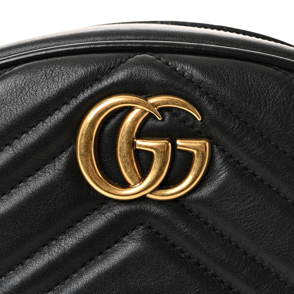 Gucci Calfskin Matelasse GG Marmont Belt Bag 85 34 Black