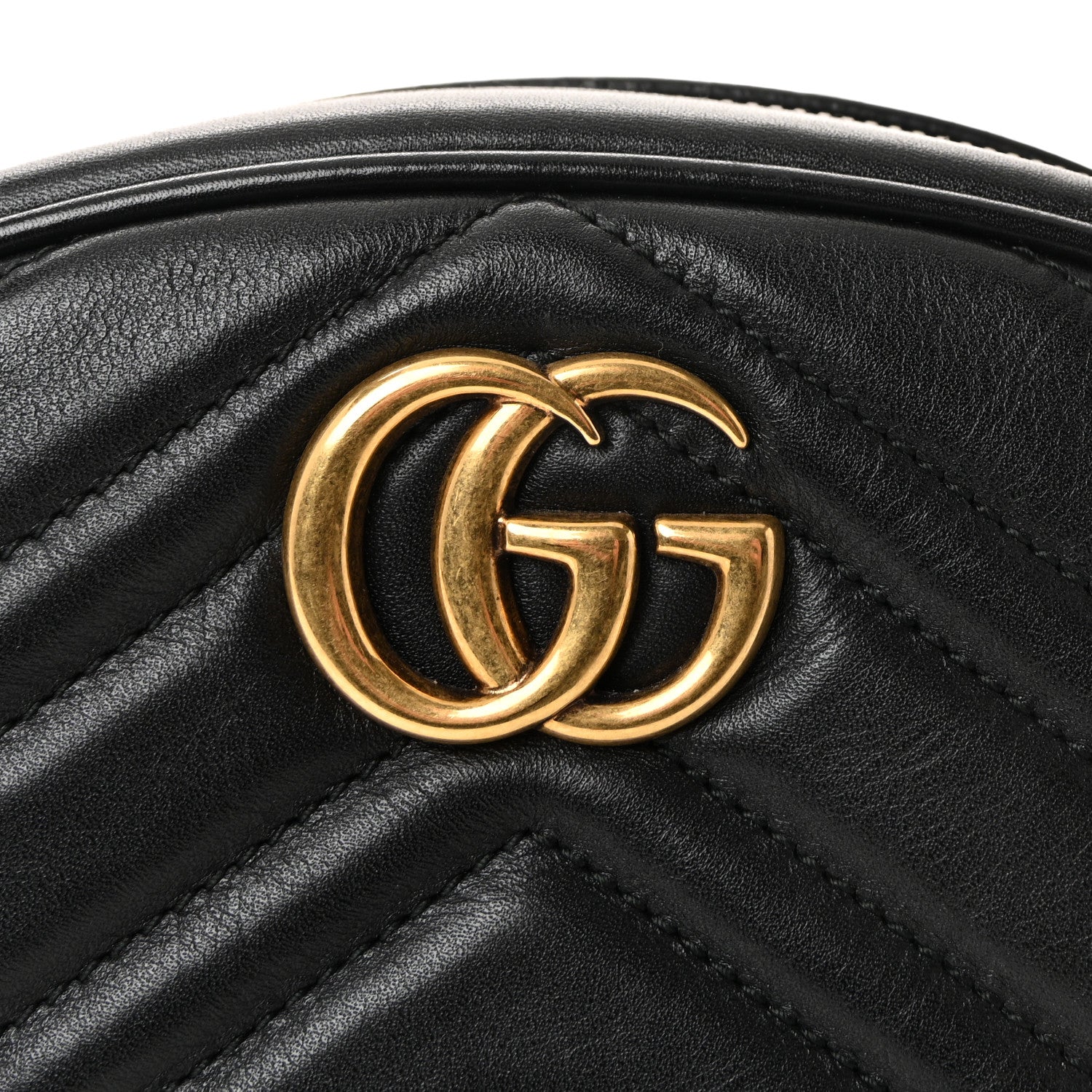 Gucci Calfskin Matelasse GG Marmont Belt Bag 85 34 Black