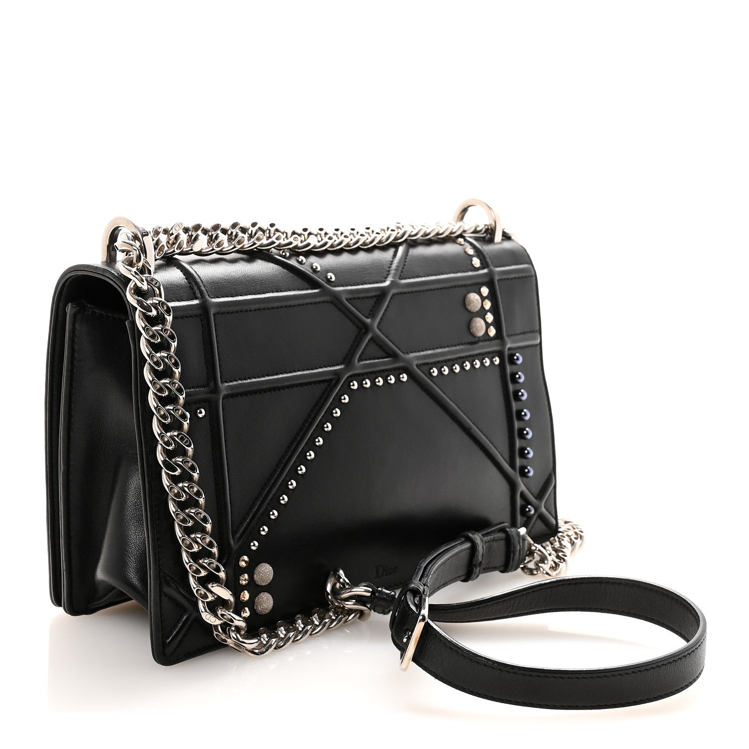 Christian Dior Lambskin Multi Studded Medium Diorama Flap Bag Black