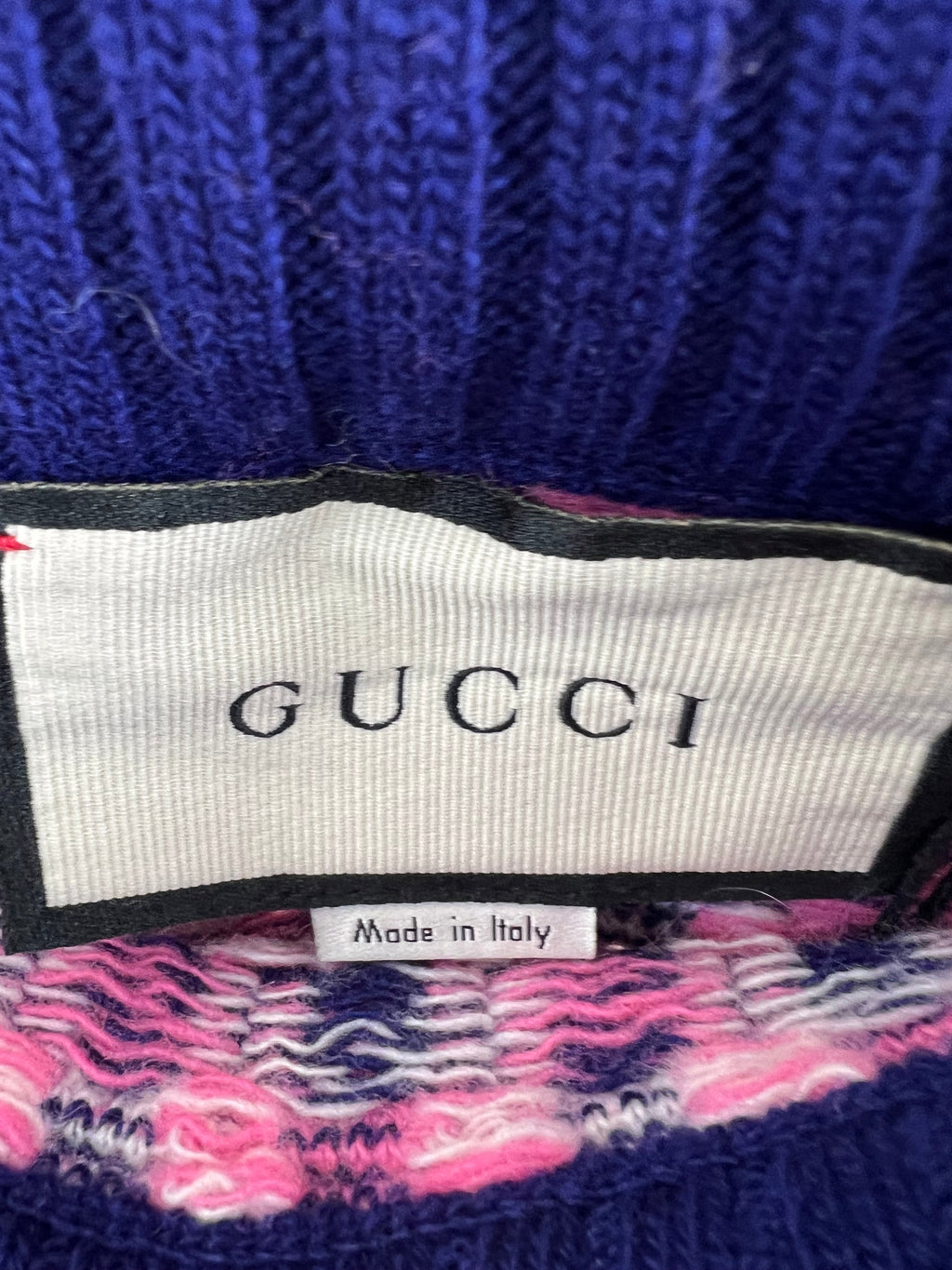 Gucci Pink, White and Purple Check Knitted Midi Skirt with Metallic Hem Size M (UK 10)