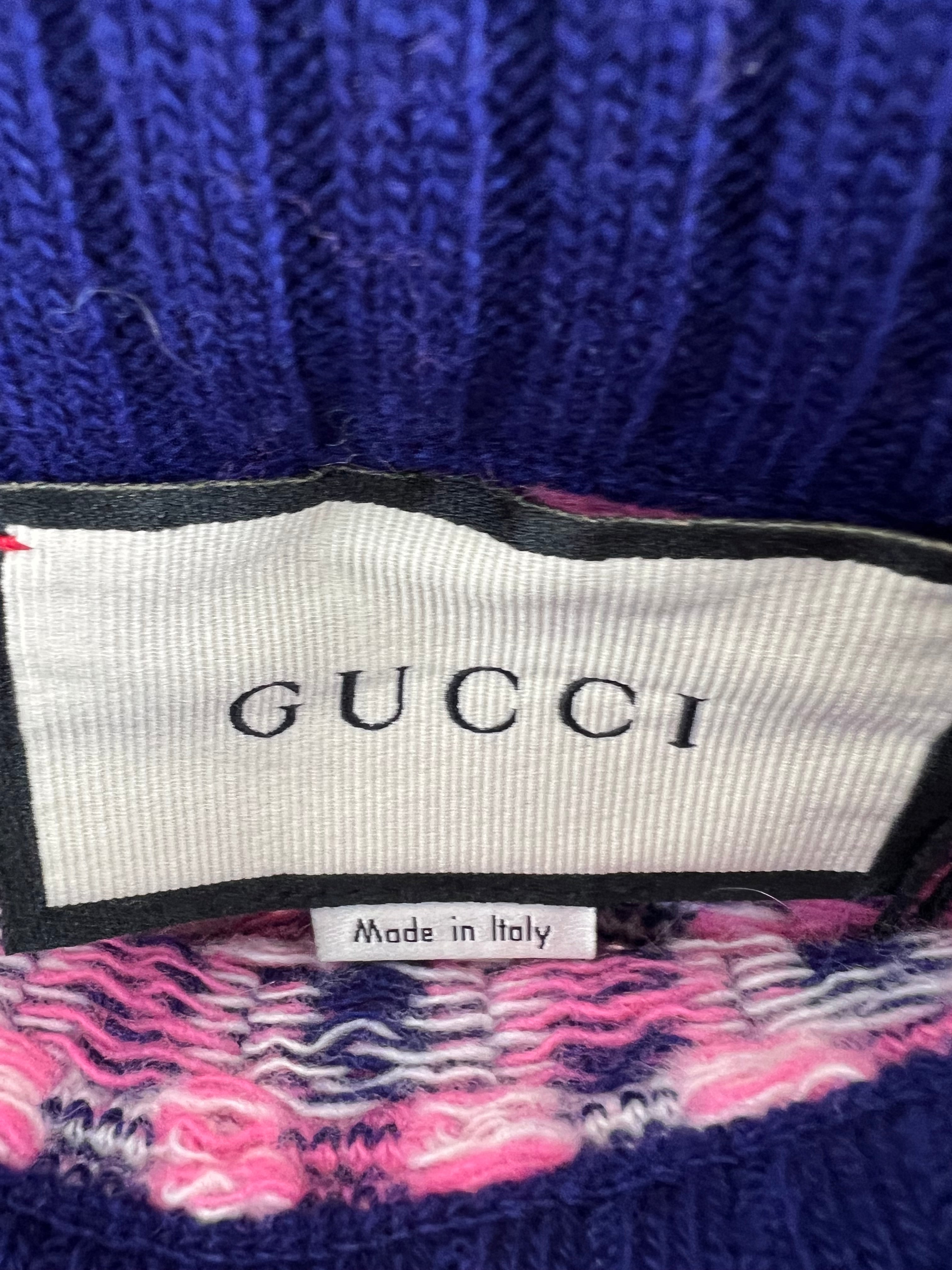 Gucci Pink, White and Purple Check Knitted Midi Skirt with Metallic Hem Size M (UK 10)