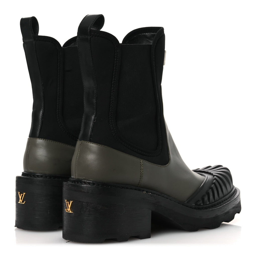 Louis Vuitton Calfskin Beaubourg Ankle Boots 39 Black Green