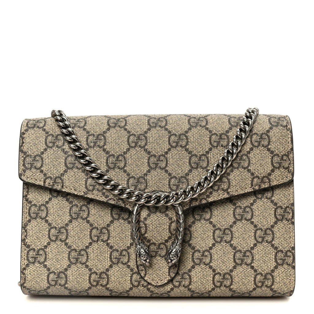 Gucci GG Supreme Monogram Mini Dionysus Chain Wallet Beige Taupe
