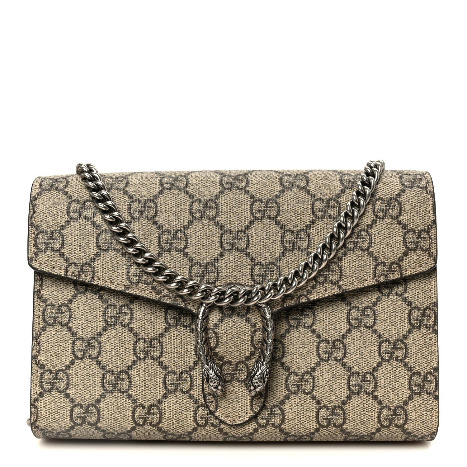 Gucci GG Supreme Monogram Mini Dionysus Chain Wallet Beige Taupe