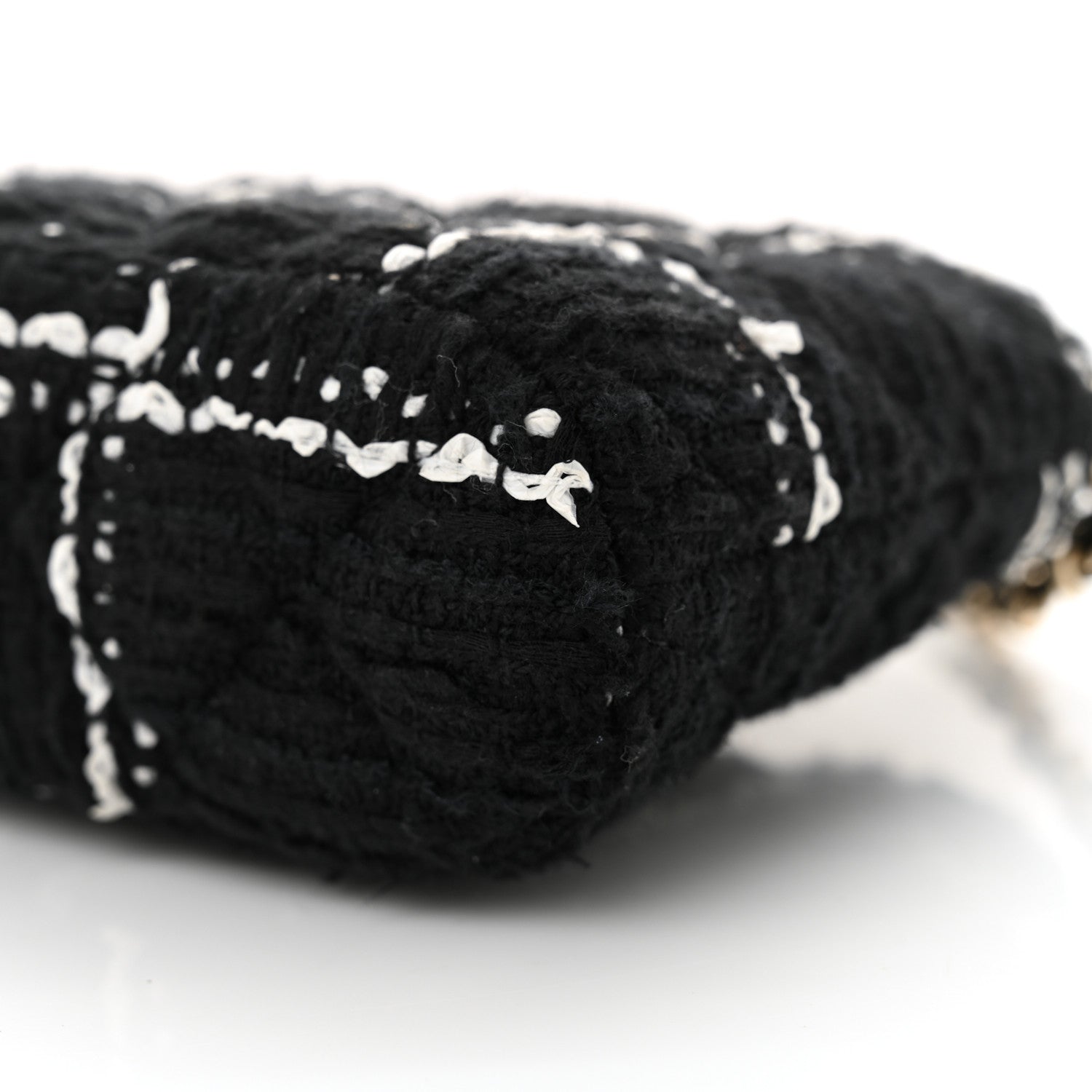 Chanel Tweed Quilted Mini Clutch With Chain Black White