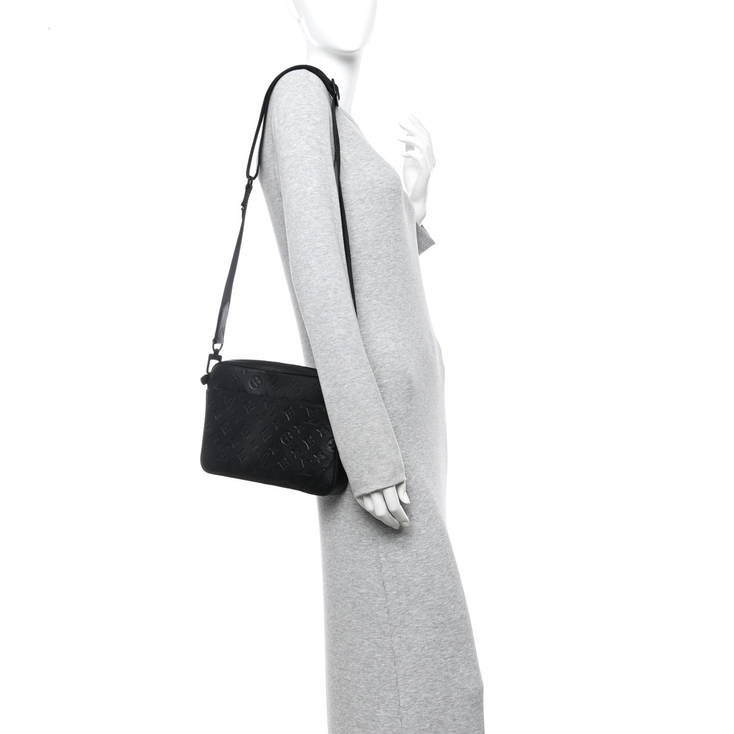 Louis Vuitton Calfskin Monogram Shadow Duo Messenger Black