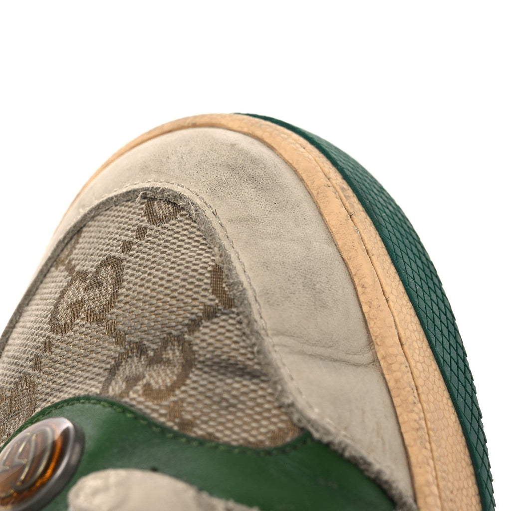 Gucci GG Monogram Nubuck Web Womens Screener Sneakers 40 New Sand Dusty Milk Vintage Green