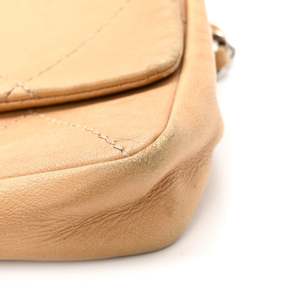 Chanel Lambskin Diamond Stitched CC CC East West Flap Beige