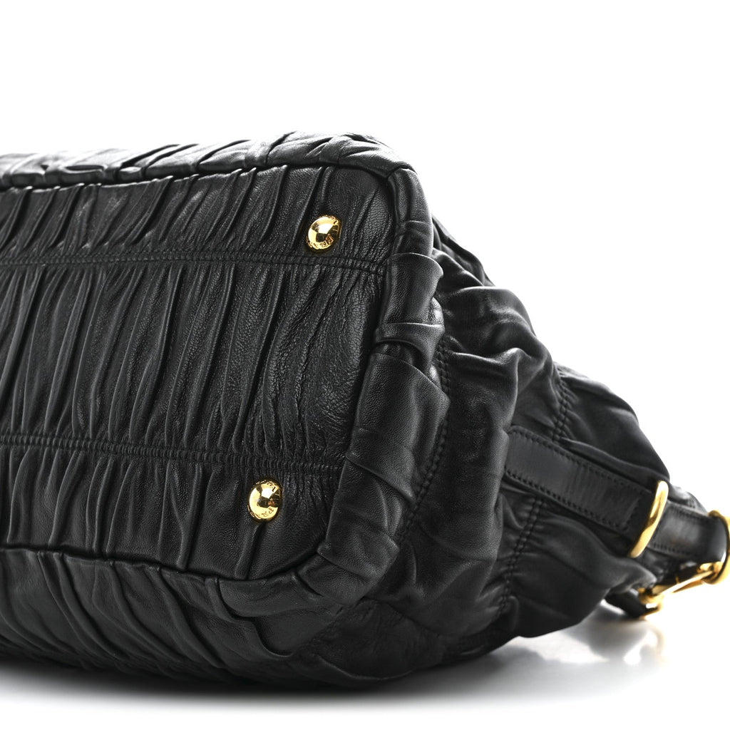 Prada Nappa Gaufre Top Handle Satchel Black