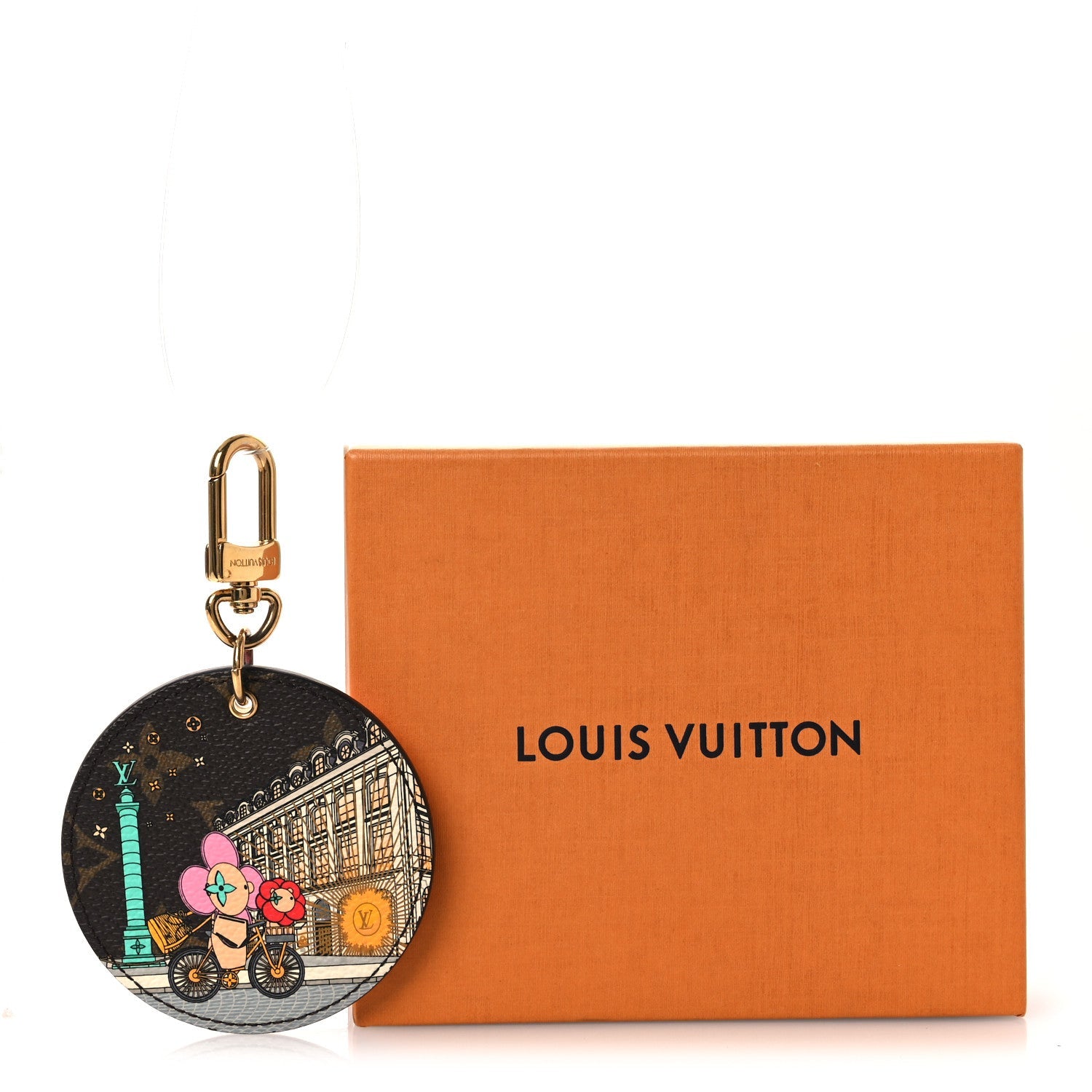 Louis Vuitton Monogram 2022 Christmas Animation Paris Bag Charm Key Ring Pink