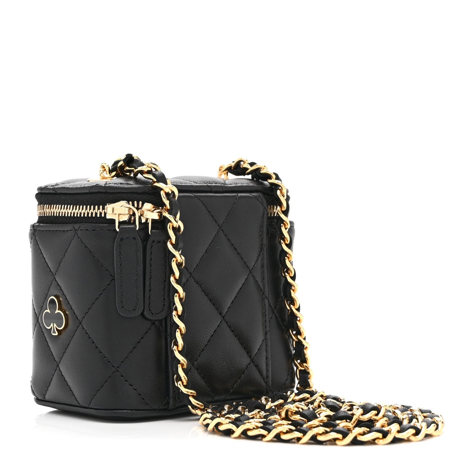 Chanel Lambskin Quilted Enamel Coco Casino Mini Vanity Case With Chain Black