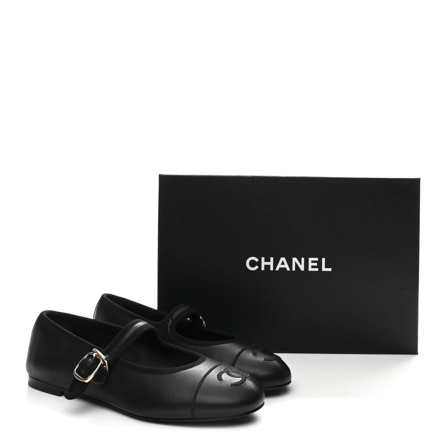 Lambskin Mary Jane Flats 37 Black