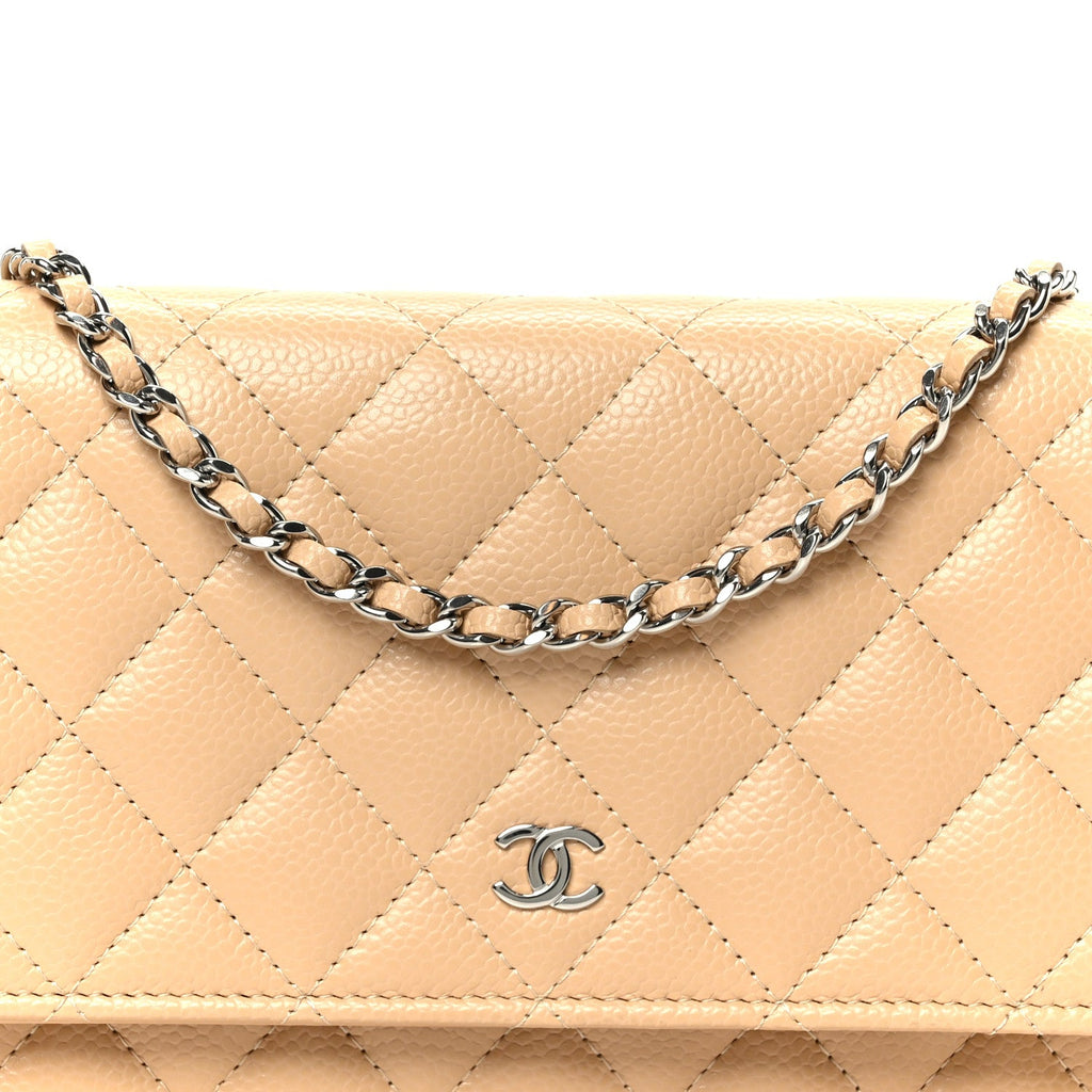 Chanel Caviar Quilted Wallet on Chain WOC Beige