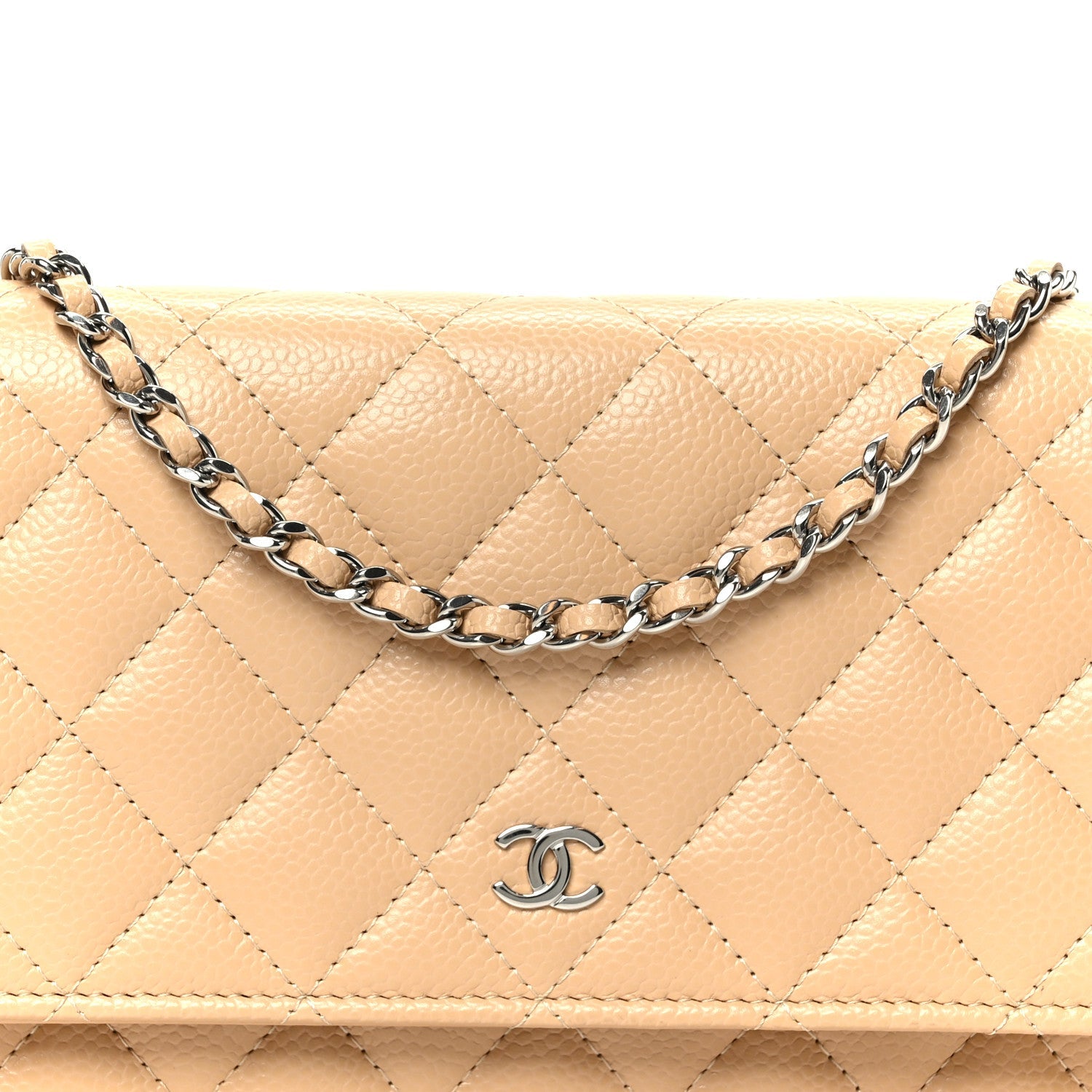 Chanel Caviar Quilted Wallet on Chain WOC Beige