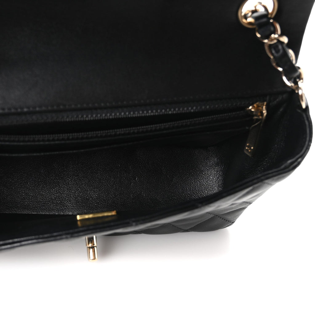 Chanel Lambskin Quilted Mini Rectangular Flap Black