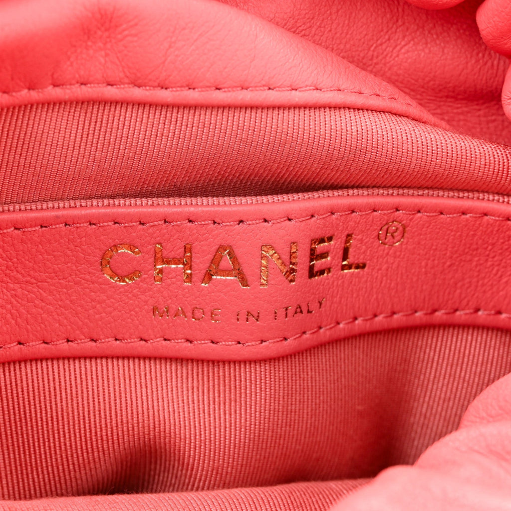 Chanel Lambskin Bucket Chain Drawstring Bag Pink