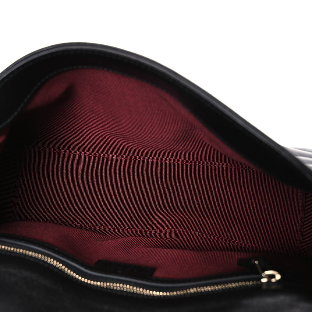Gucci Lambskin Matelasse Medium GG Marmont Shoulder Bag Black