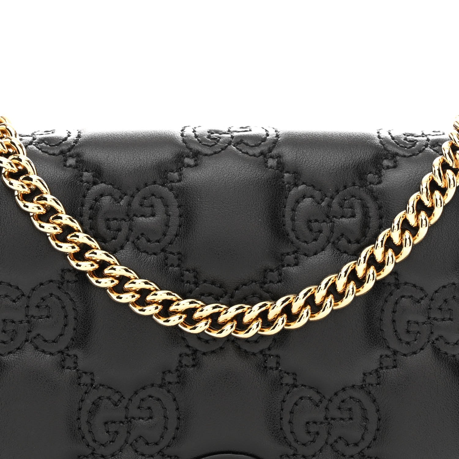 Gucci Calfskin GG Matelasse Chain Wallet Black