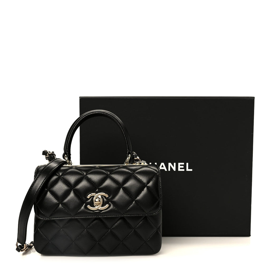 Chanel Lambskin Quilted Small Trendy CC Dual Handle Flap Bag Black
