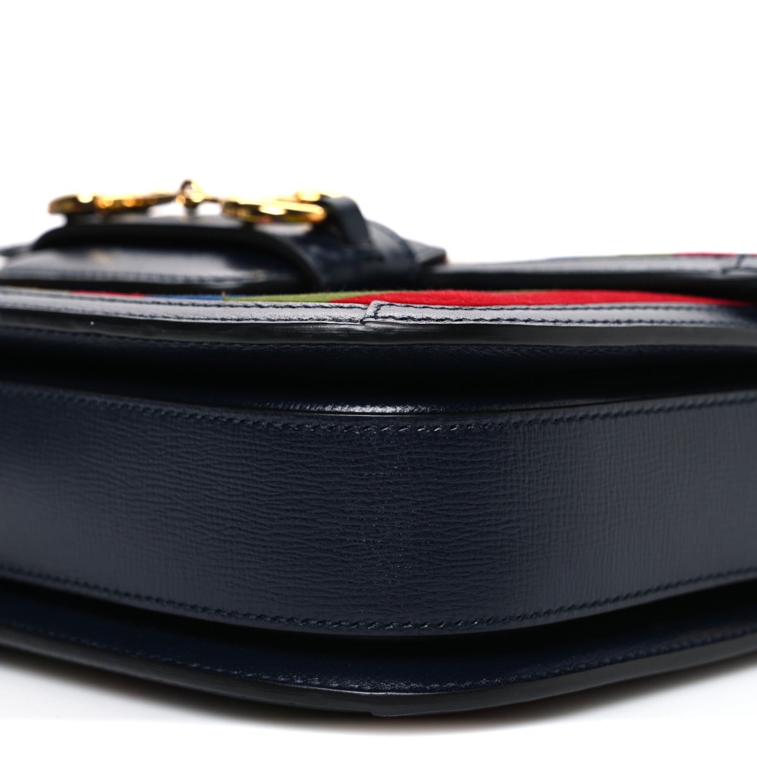 Gucci Velvet Azalea Calfskin Baiadera Stripe Horsebit 1955 Shoulder Bag Multicolor