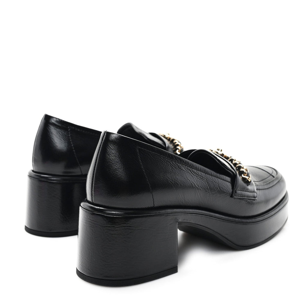 Chanel Shiny Calfskin Logo Loafers 36.5 Black