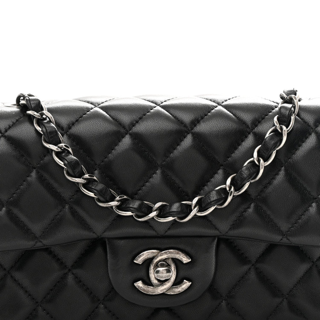 Chanel Lambskin Quilted Mini Rectangular Flap Black