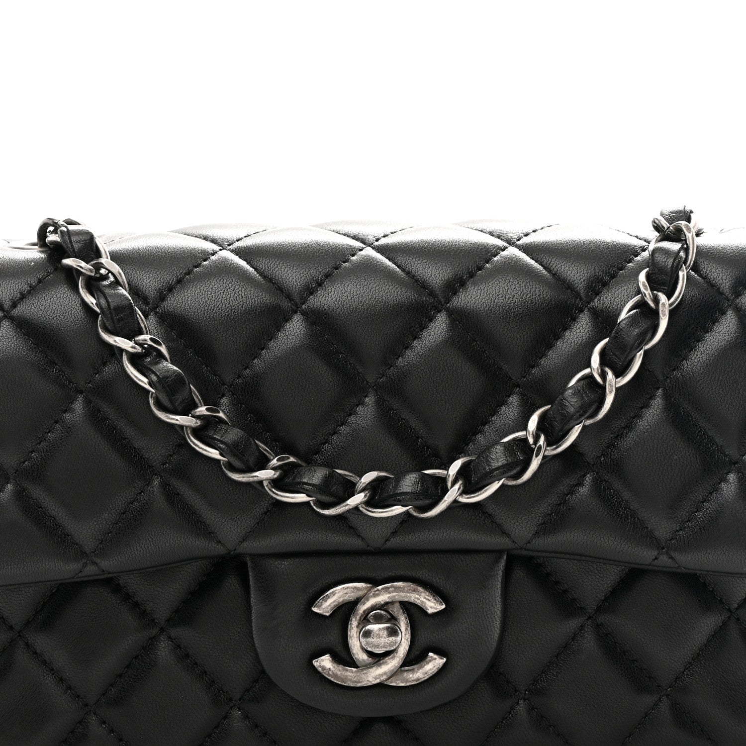 Chanel Lambskin Quilted Mini Rectangular Flap Black