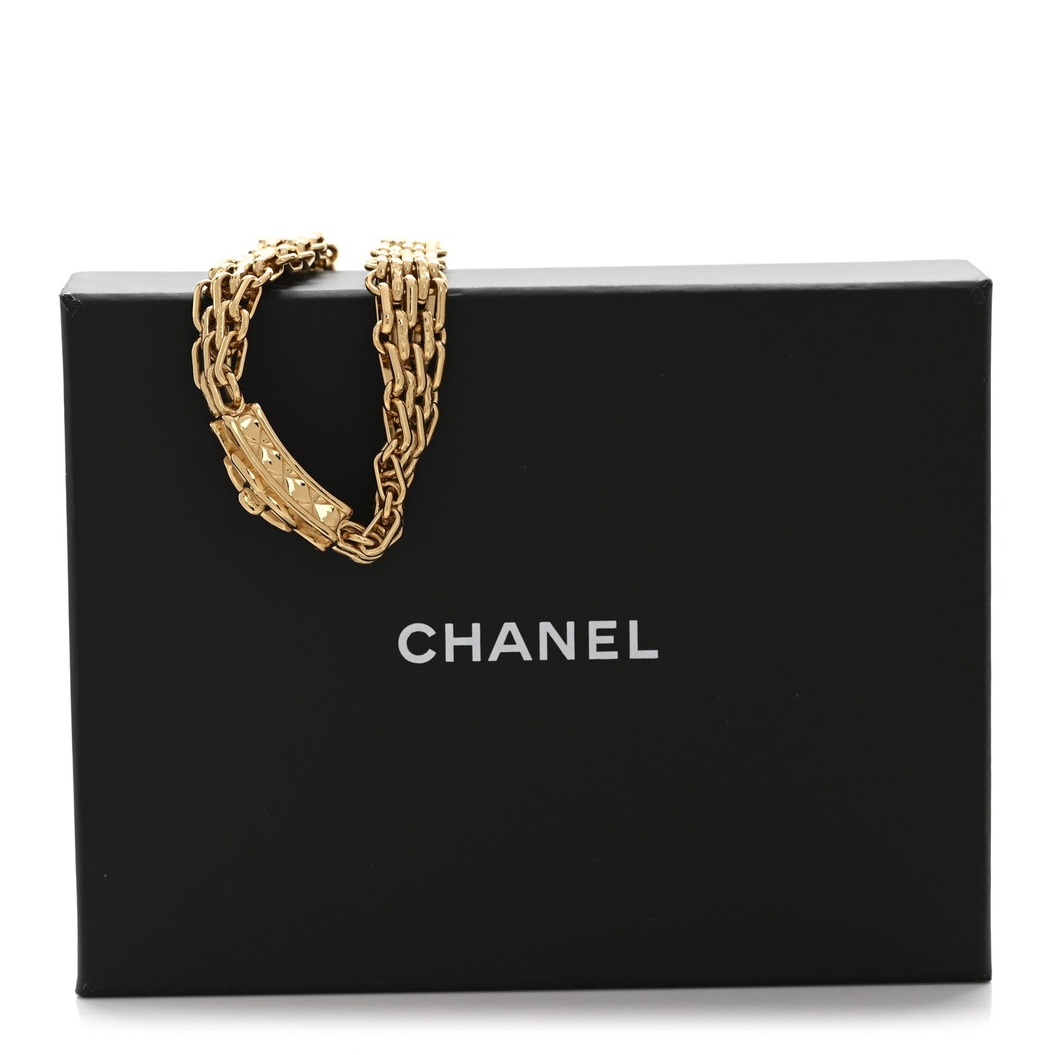 Metal CC Chain Flap Bag Choker Necklace Gold