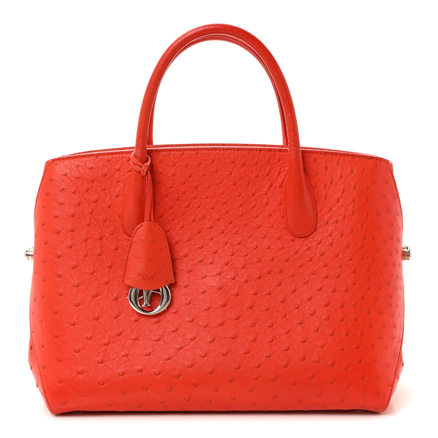 Christian Dior Ostrich Large Open Bar Tote Orange