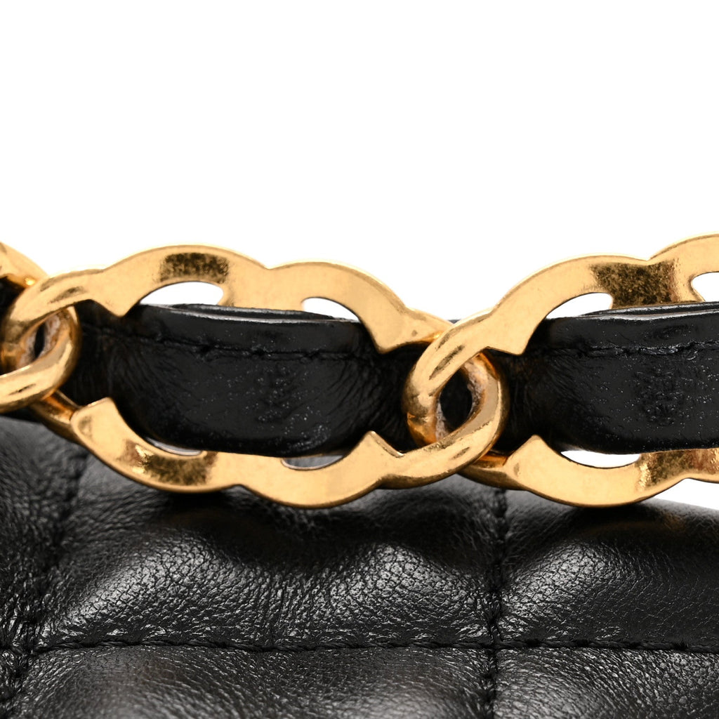 Chanel Lambskin Quilted CC Links Hobo Black